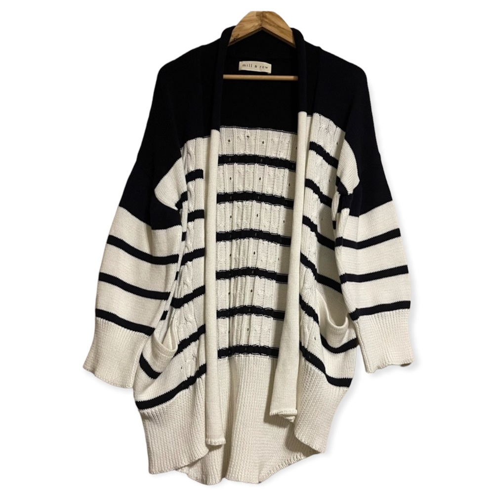 MILL‎ & ROW STRIPE KNIT Long CARDIGAN - Picture 2 of 9